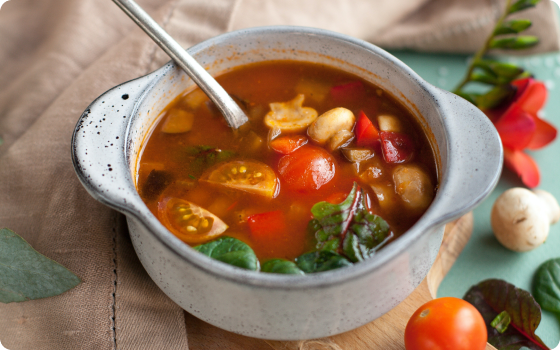 A bowl of vegetable soup